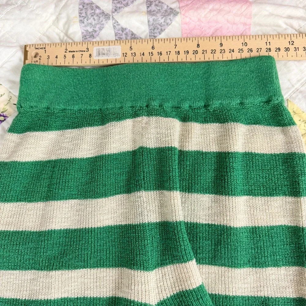 FP Beach Free People Green Cream Striped Knit Sweater Shorts XS OB1438202